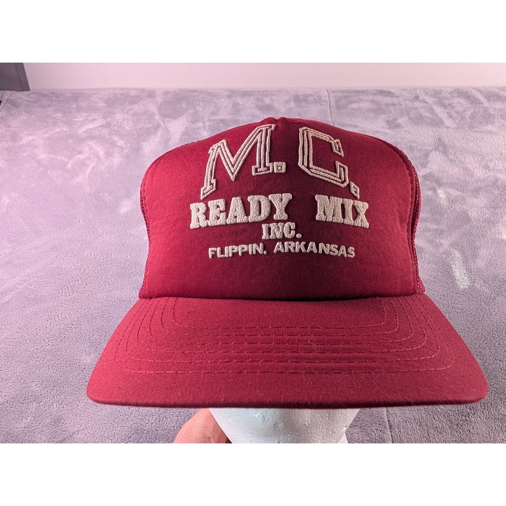 Vintage Young An Maroon M.C. Ready Mix Flippin Arkansas Trucker Hat Snapback Cap